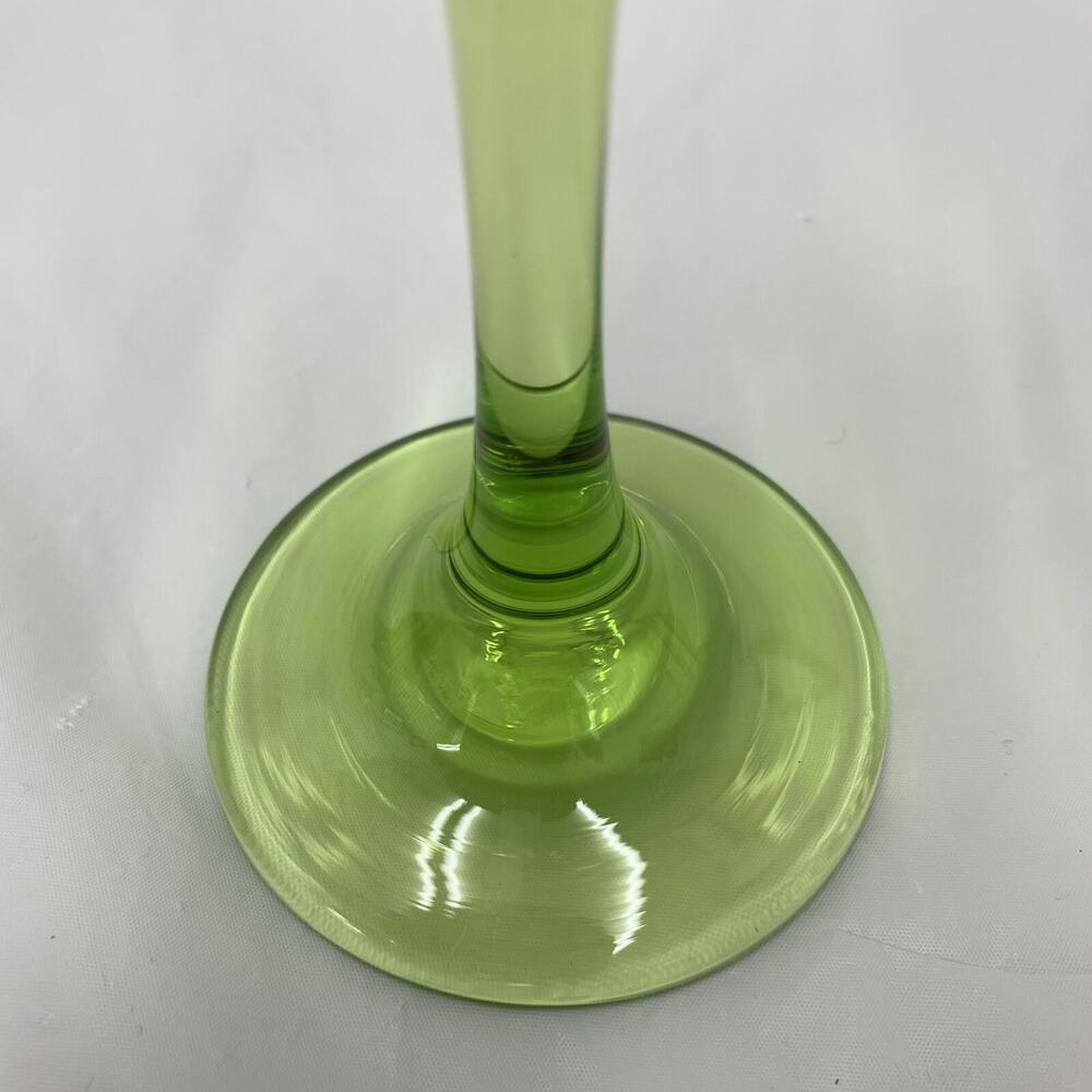 Hand Blown Green Iridescent Wine Glass Goblet Set of 4 - Picture 7 of 9